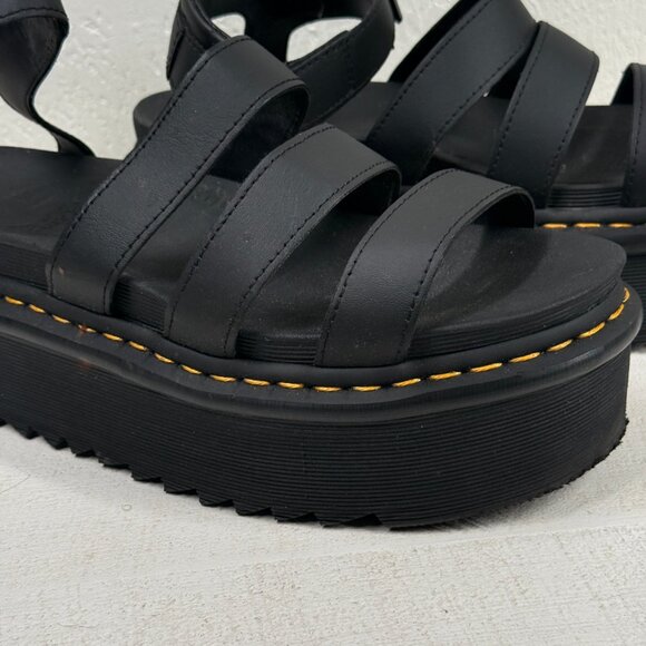 Dr. Martens Blaire Quad Platform Gladiator Sandals Black Hydro Leather Size 9 - Picture 6 of 13